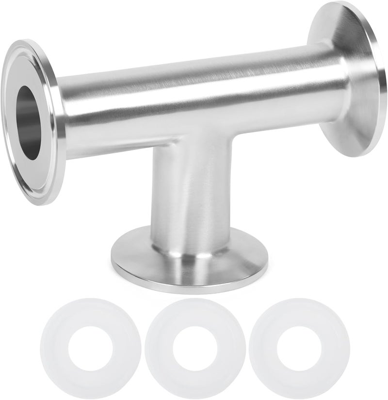 JMCOLMT 1" Tri Clamp Tee 3 Way Sanitary Fitting Equal Tee Tube 25mm Pipe OD Stainless Steel 304 Sanitary Polished - Image 1